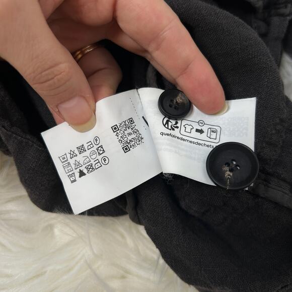 ZARA Linen Blazer Jacket Womens Small Oversized Shacket Soft Power Grey Relaxed - Picture 8 of 10